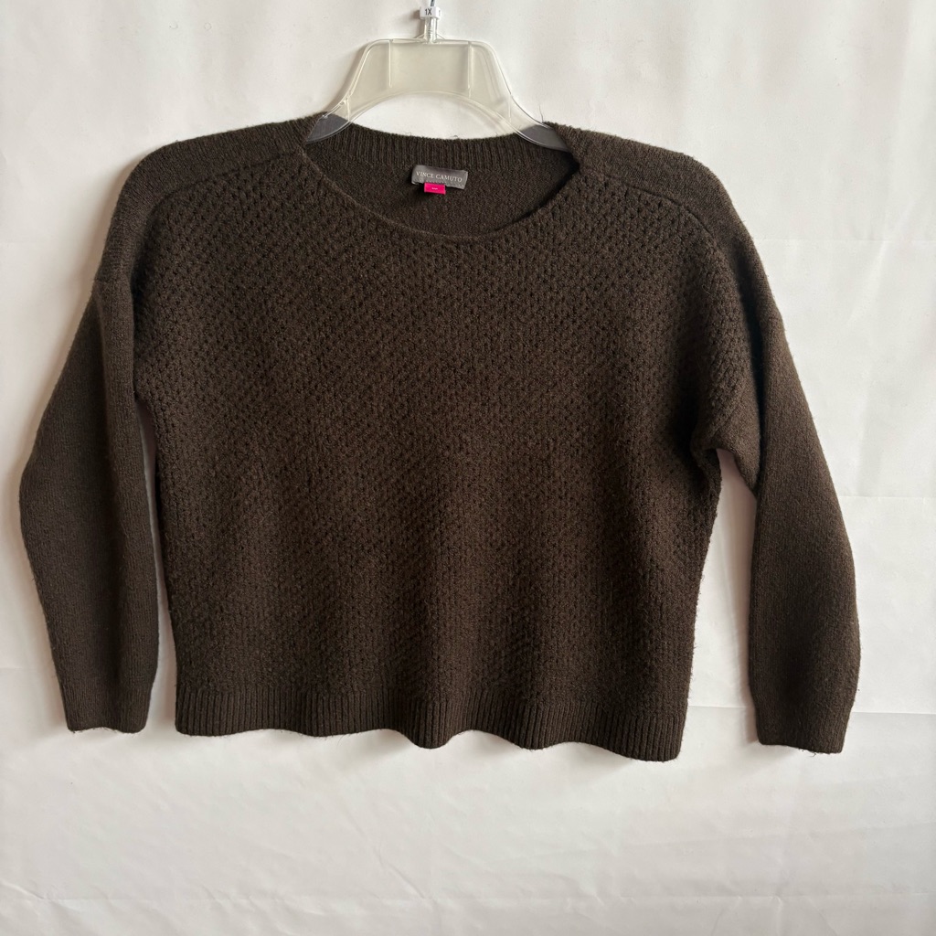 Vince Camuto Dark Brown Textured Crewneck Sweater. Size Xs Inv25/442
